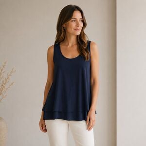 Pure Jill Navy Layered Sleeveless TopCotton Summer Coastal Minimalist Medium